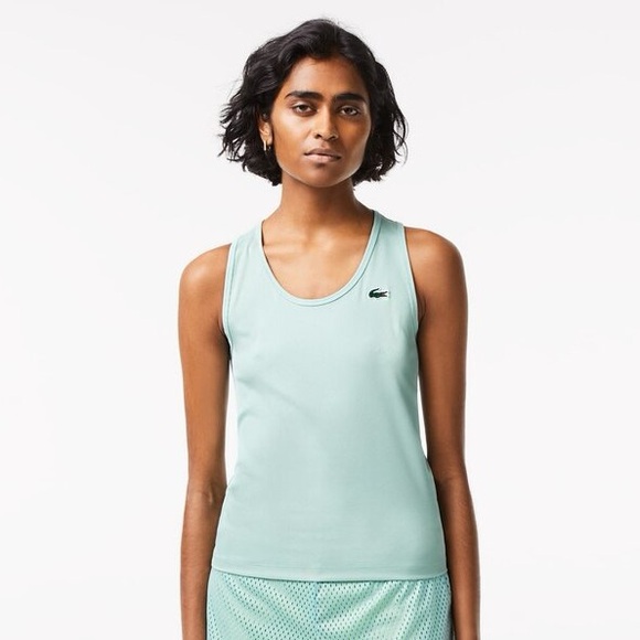 Lacoste Women's Ultra Dry Rib Knit Tank 10/42 Slim Fit NWT Mint - Picture 1 of 11